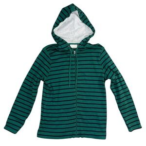 LL Bean Striped Rugby Full Zip Jacket Hoodie Women’s Size Petite Small Preppy